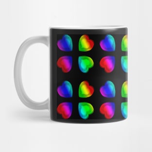 Rainbow Hearts With Black Background Mug